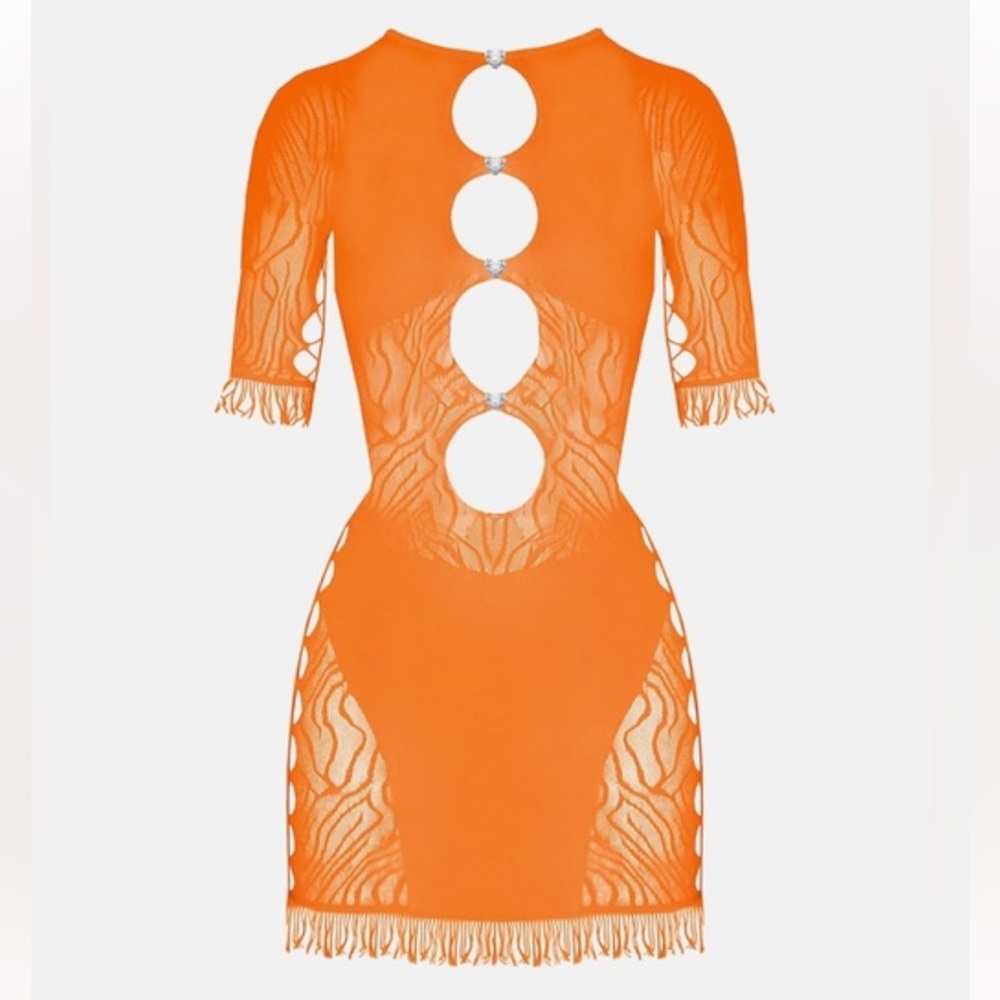 Miranda cut-out body on mini dress tangerine orange